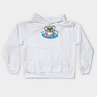 Cute Koala Floating With Swimming Tires Kids Hoodie